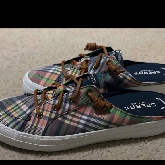 Sperry Multicolor Plaid Sneakers with Tan Laces - Picture 1 of 5